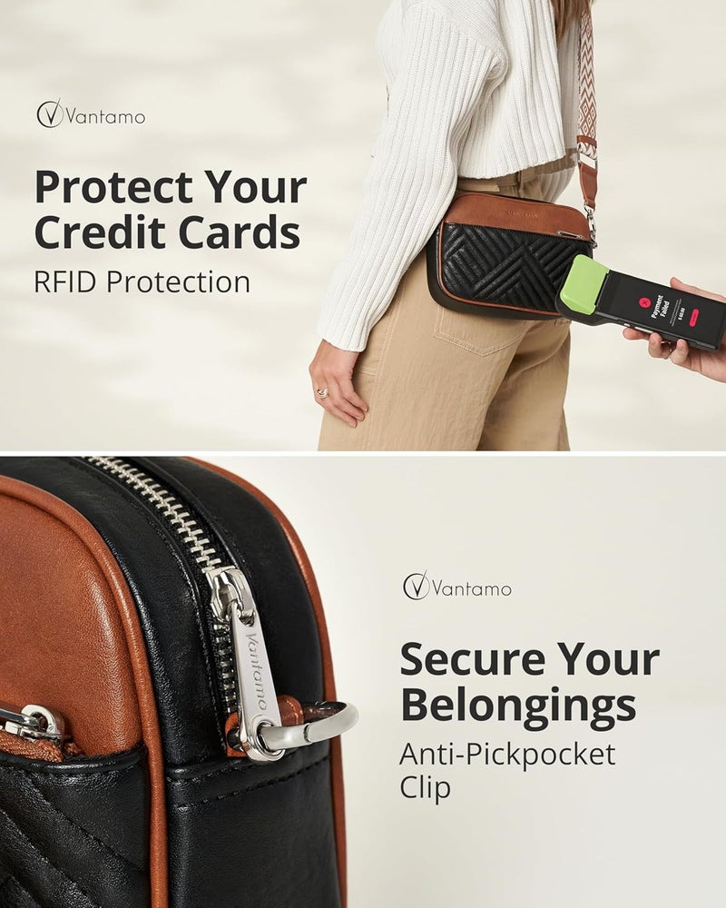 Vantamo Crossbody Bags For Women with Anti-Pickpocket Clip, Premium Purses for Women, Adjustable Strap Handbags & Gift Box - Image 5